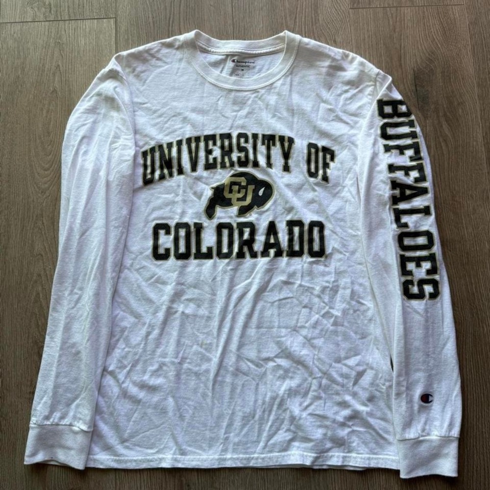 Champion University of Colorado Buffaloes‎ Long Sleeve Shirt White NCAA Size M